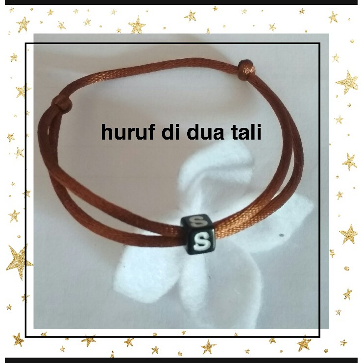 GELANG INISIAL (T-U-V-W-X-Y-Z) TALI COKLAT / GELANG COUPLE