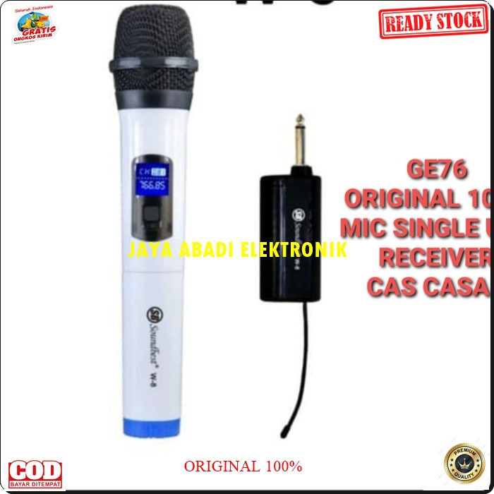 G76 MIKROPHONE SOUNDBEST WIRELESS UHF SINGLE RECEIVER CAS CASAN MINI PROFESIONAL PRO KARAOKE AUDIO SOUND SYSTEM VOKAL PANGGUNG DJ STUDIO ADA BONUS BUSA DAN KARET ANTI JATUH MICNYA BISA DIGUNAKAN SEGALA JENIS AUDIO SUARA BAGUS COCOK BUAT ACARA