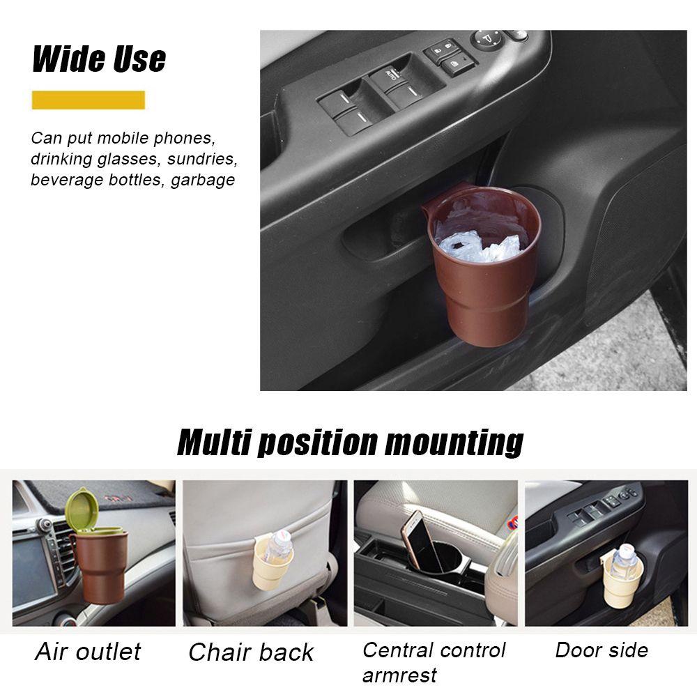 Top Car Storage Cup Bahan Plastik Multi Posisi Mounting Dengan Klip Outlet Udara Tempat Sampah Mini