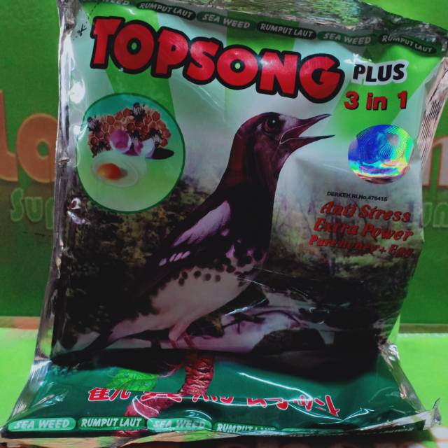 topsong sewed 3in1 top song hijau rumput laut pakan burung 3in1 murah