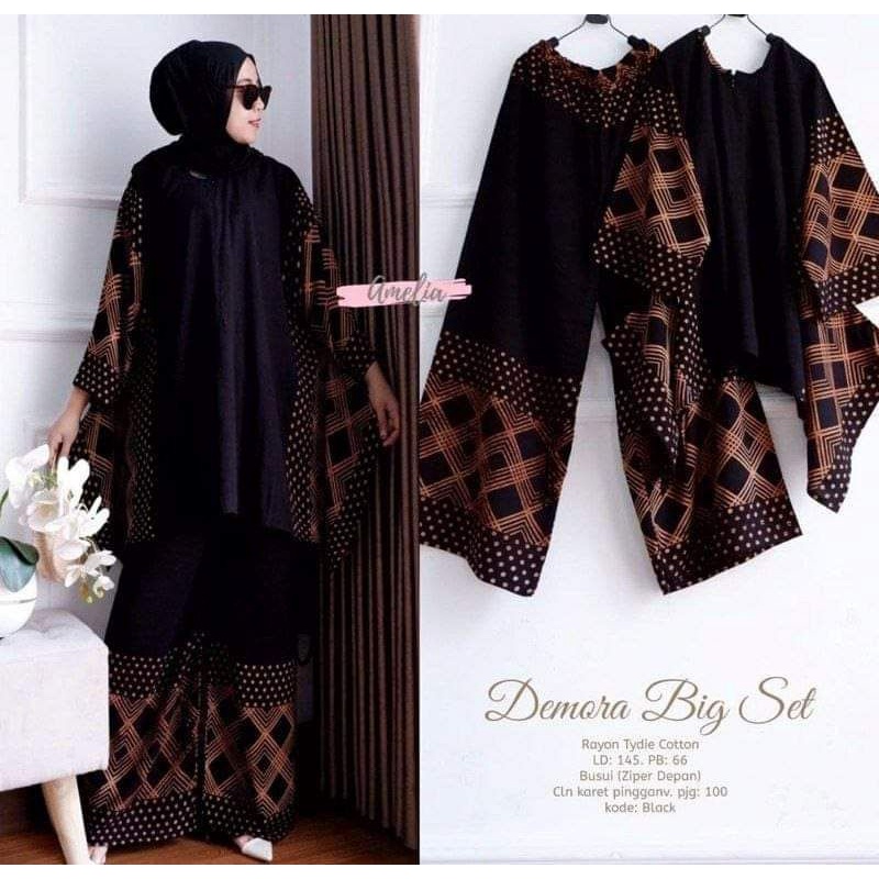 JUMBO / Setelan Wanita Waka Demora Andera Big Set Size Jumbo Busui Rayon Tebal - Set Wanita / One Set Setelan Jumbo LD 130 / Baju Wanita Jombo Murah Kekinian / Pakaian Muslim Terbaru Stelan Jumbo Wanita Cewek / Pakaian Ibu Hamil Asiya Set By Amelia-Demora Hitam