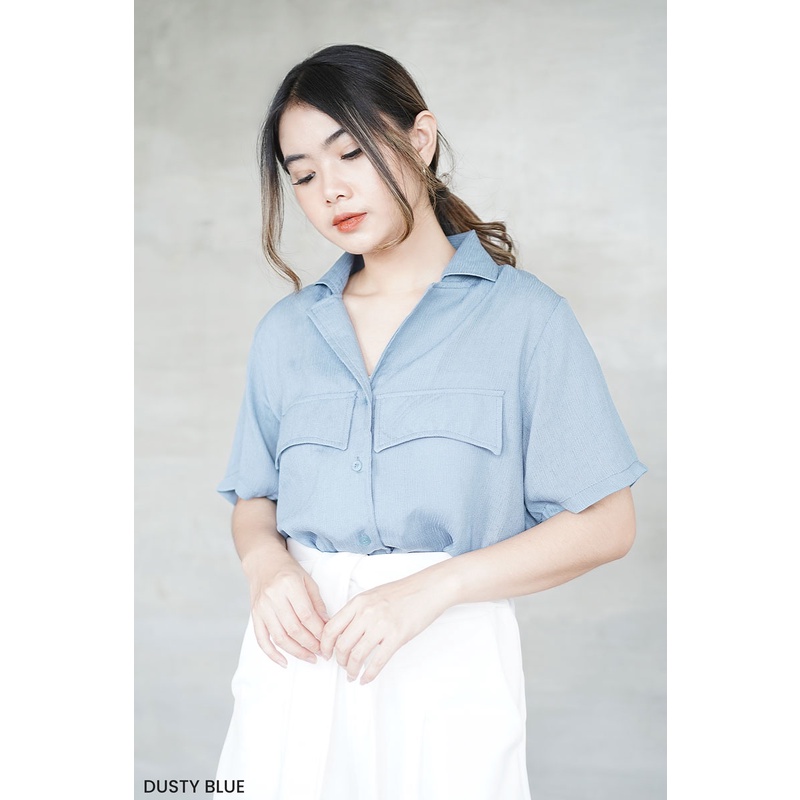 Marlen Crinkle Shirt Atasan Kemeja Wanita