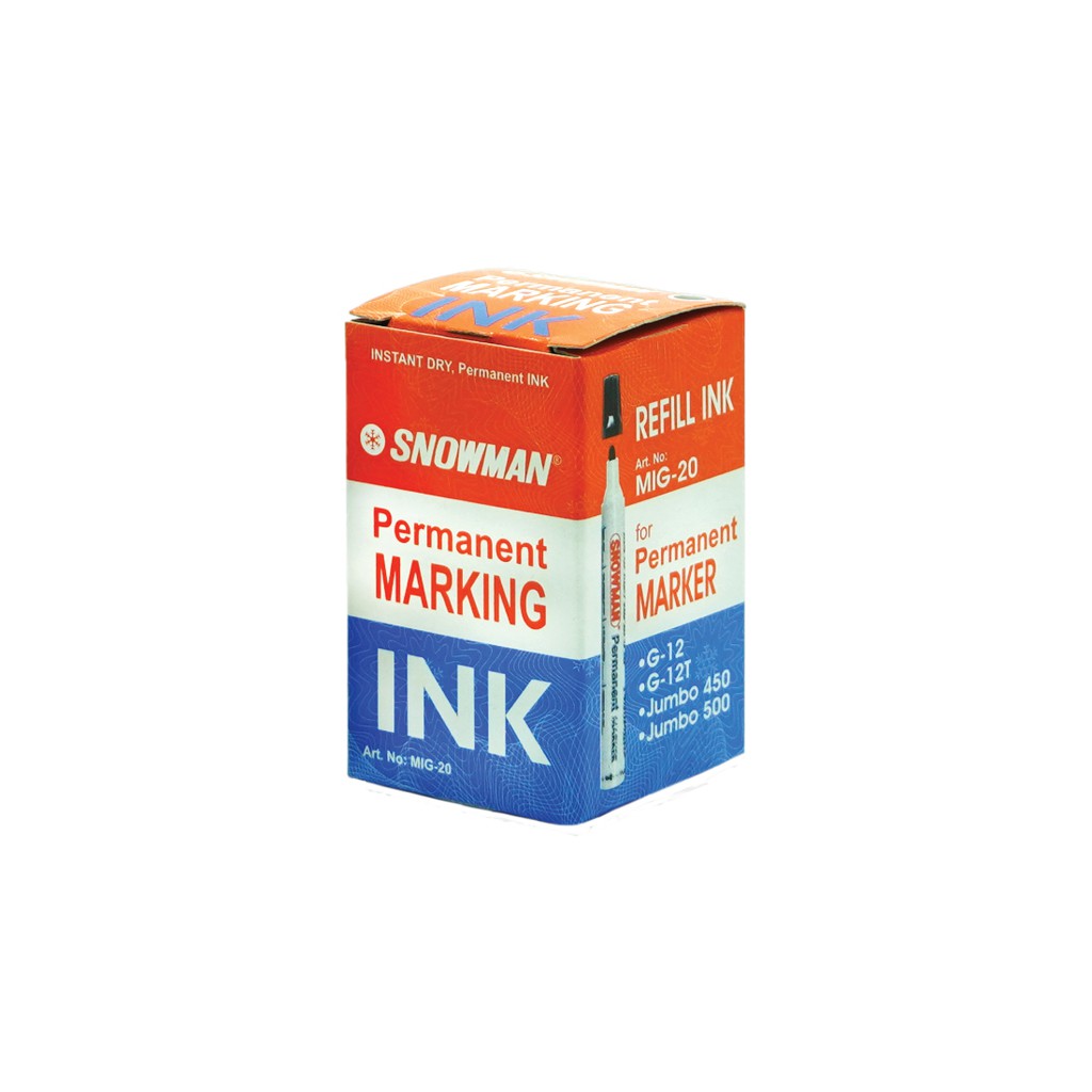 Tinta Permanent / Refill Ink Spidol Snowman Permanen Marking - Hitam