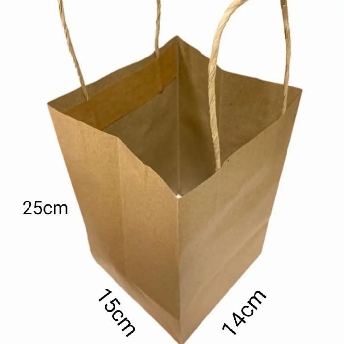 

(TERLARIS) PB 50Pcs Paperbag Foodbag Tali 15x14x25cm goodie bag