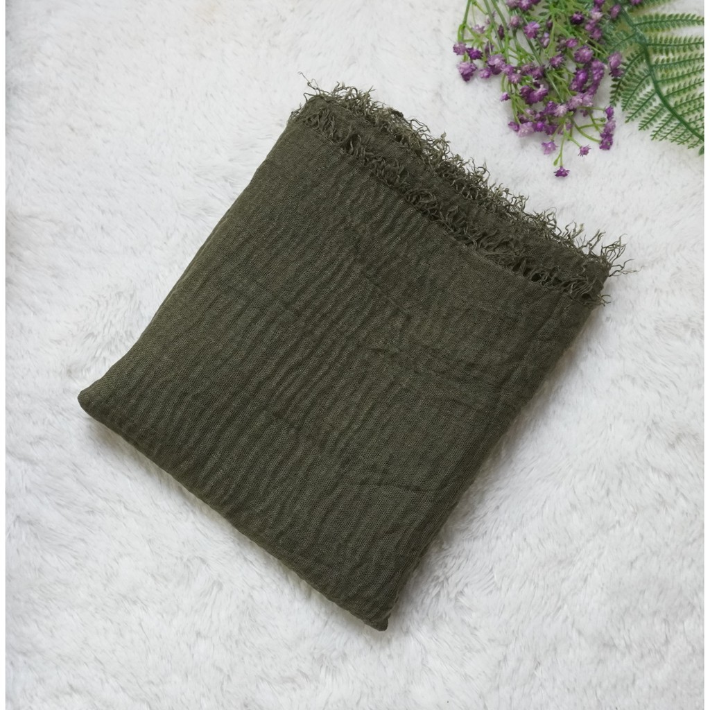 PASMINA CRINKLE MURAH SHAWL / HIJAB PASHMINA CRINKLE RAWIS KUSUT NEGRO SHAWL CRINCLE CRINCKLE IMPORT-D1-OLIVE