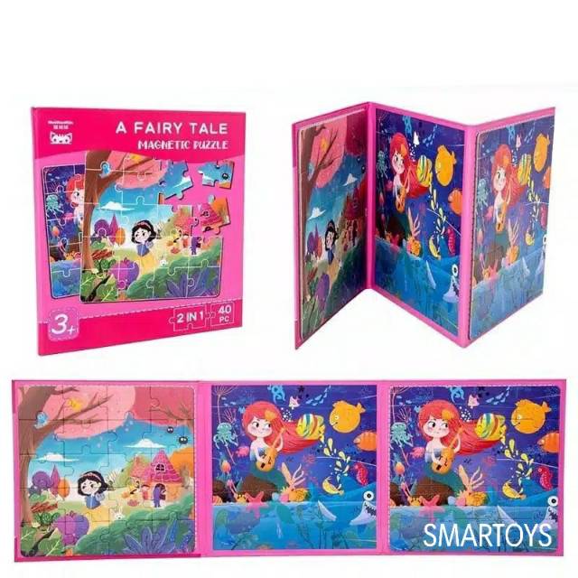 Mainan Edukasi Magnetic Jigsaw Puzzle 2 in 1 Magnet Mainan anak