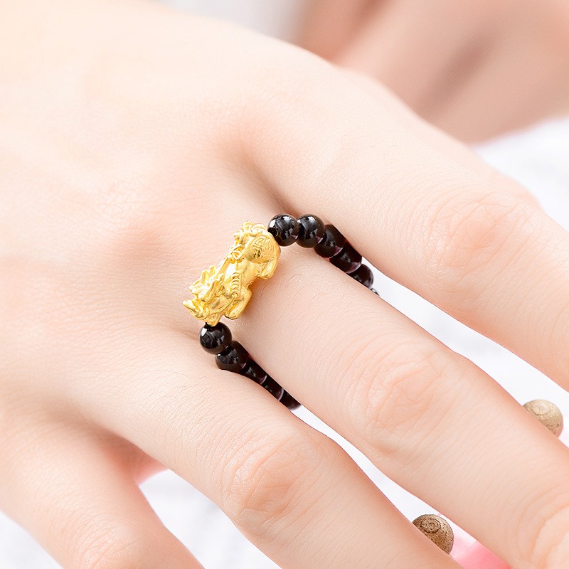 Pixiu Cincin Lucky Pixiu Couple Ring Agate Jewelry