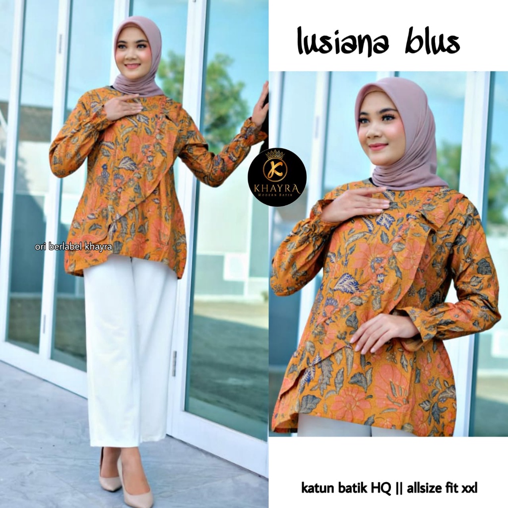 Lusiana blus batik solo atasan kerja