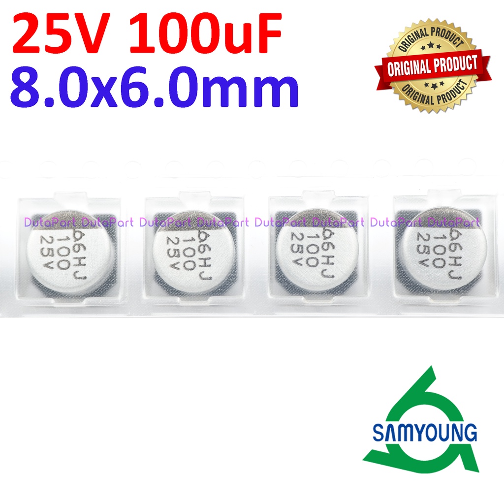 25V 100uF 8x6 mm SMD Aluminium Elco Capacitor Kapasitor Capasitor