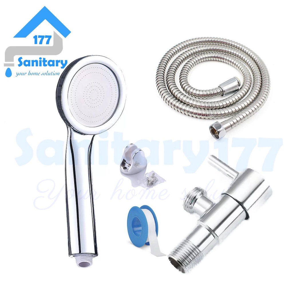 Paket bundling Super Shower Hemat Air 9959 &amp; stop kran shower stainless OF- Hand Shower mandi set semprotan  dan keran air