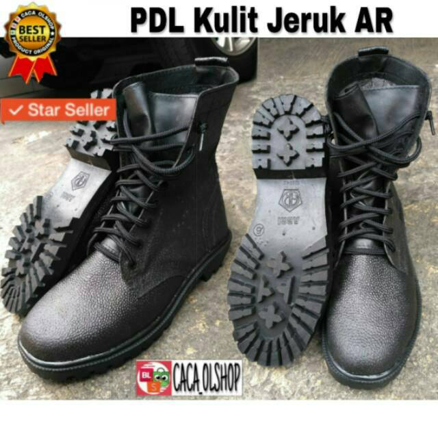 Sepatu PDL Satpam Security Hansip Linmas Kulit Jeruk Merk AR