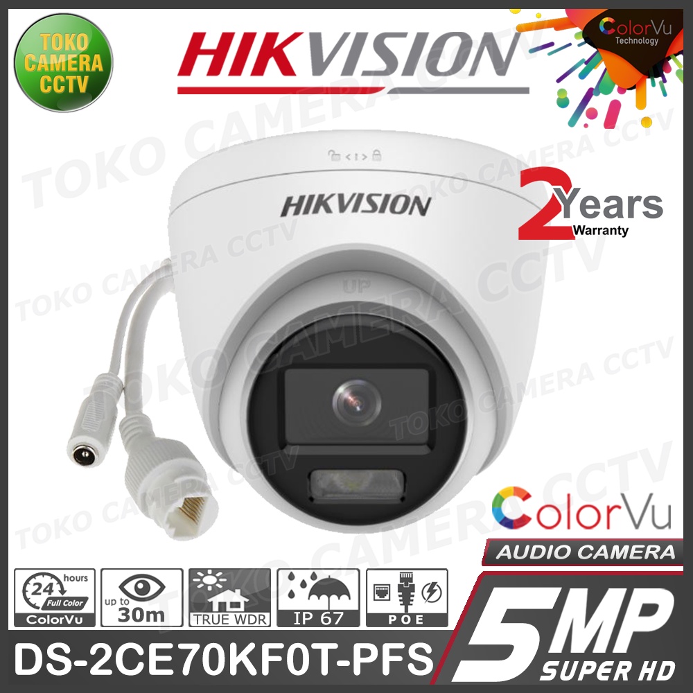 PAKET CCTV HIKVISION 5MP 3K COLORVU AUDIO 8 CHANNEL 5 KAMERA