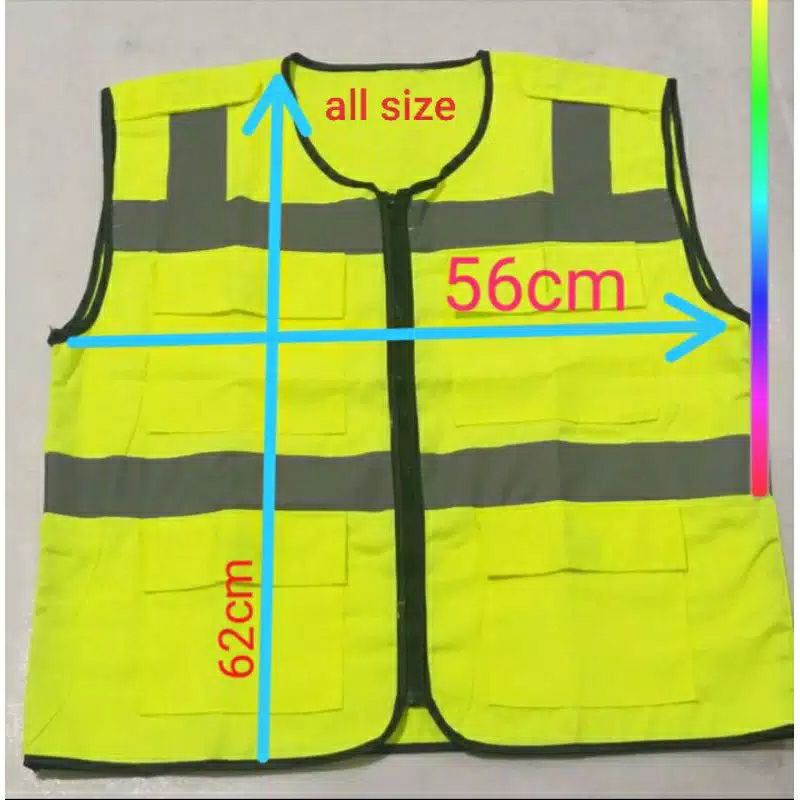 Rompi Safety Vest Pria Bahan Drill 4 Kantong