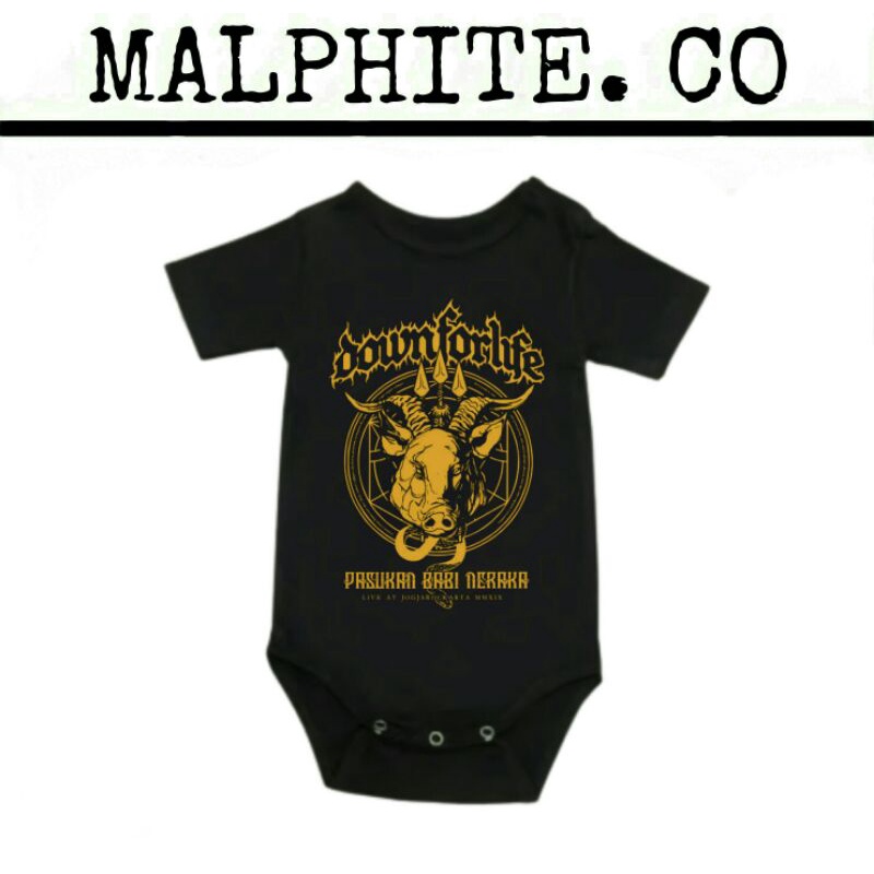 Kaos Baju Bayi Baby Jumper Kids Down For Life Pasukan Babi Neraka Lengan Pendek Jumpsuit Sleepsuit T