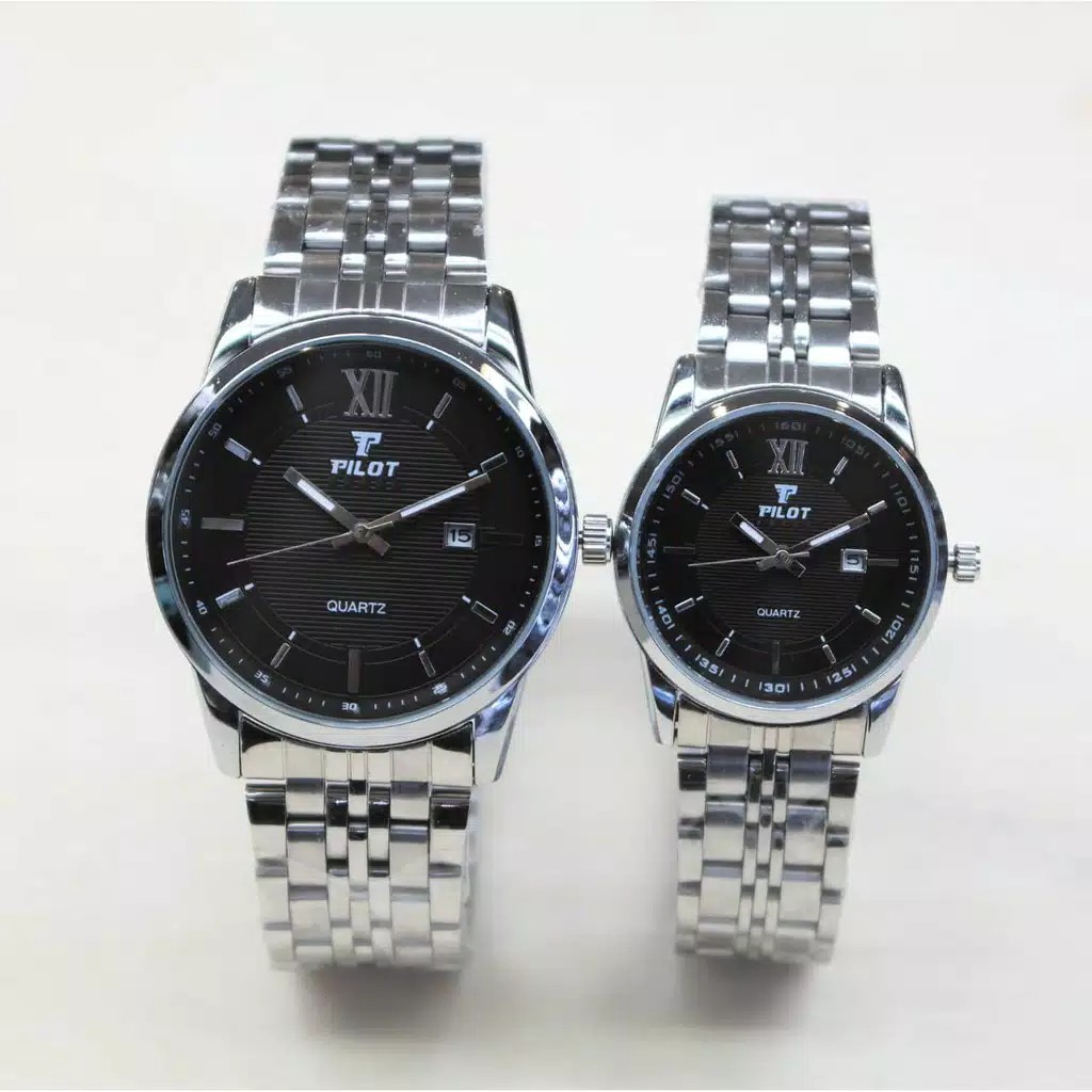 Pilot 2027 - Jam Tangan Couple Murah - Rantai Stainless - Analog Quartz - Waterresist