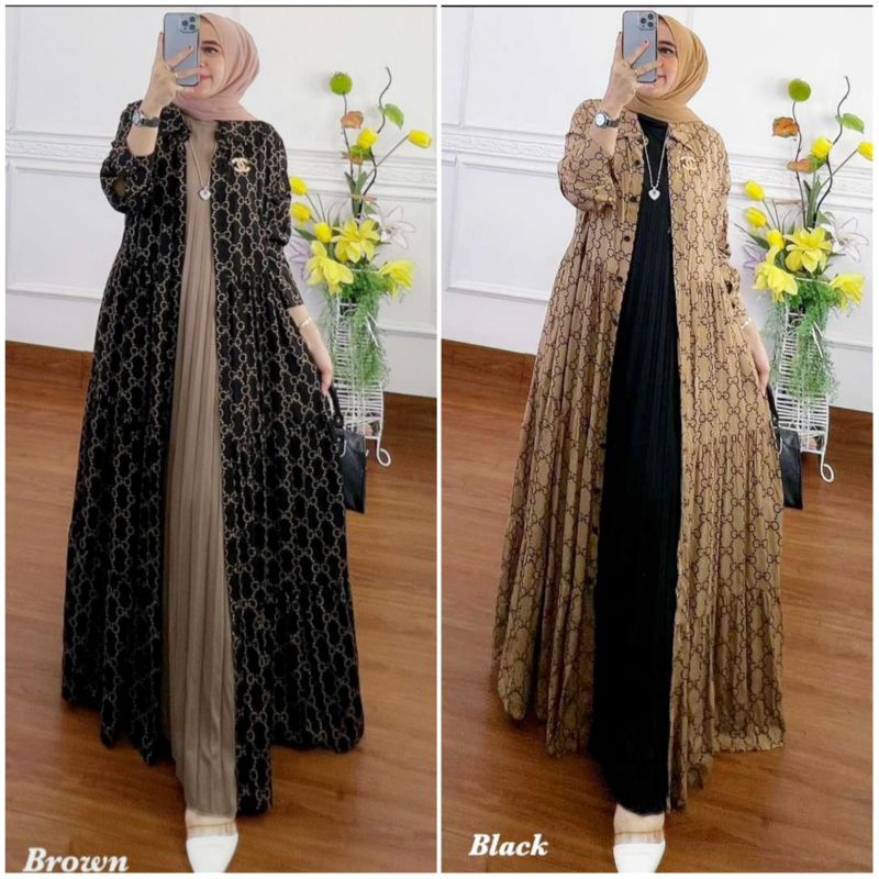 Gucci Set Versi Tunik (Long Cardi + Inner Dress)