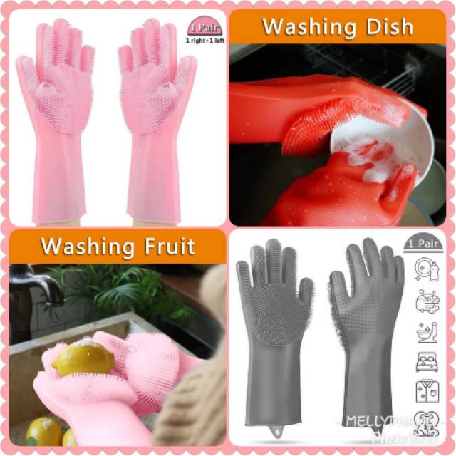 sarung tangan cuci piring silikon magic hands silicone gloves