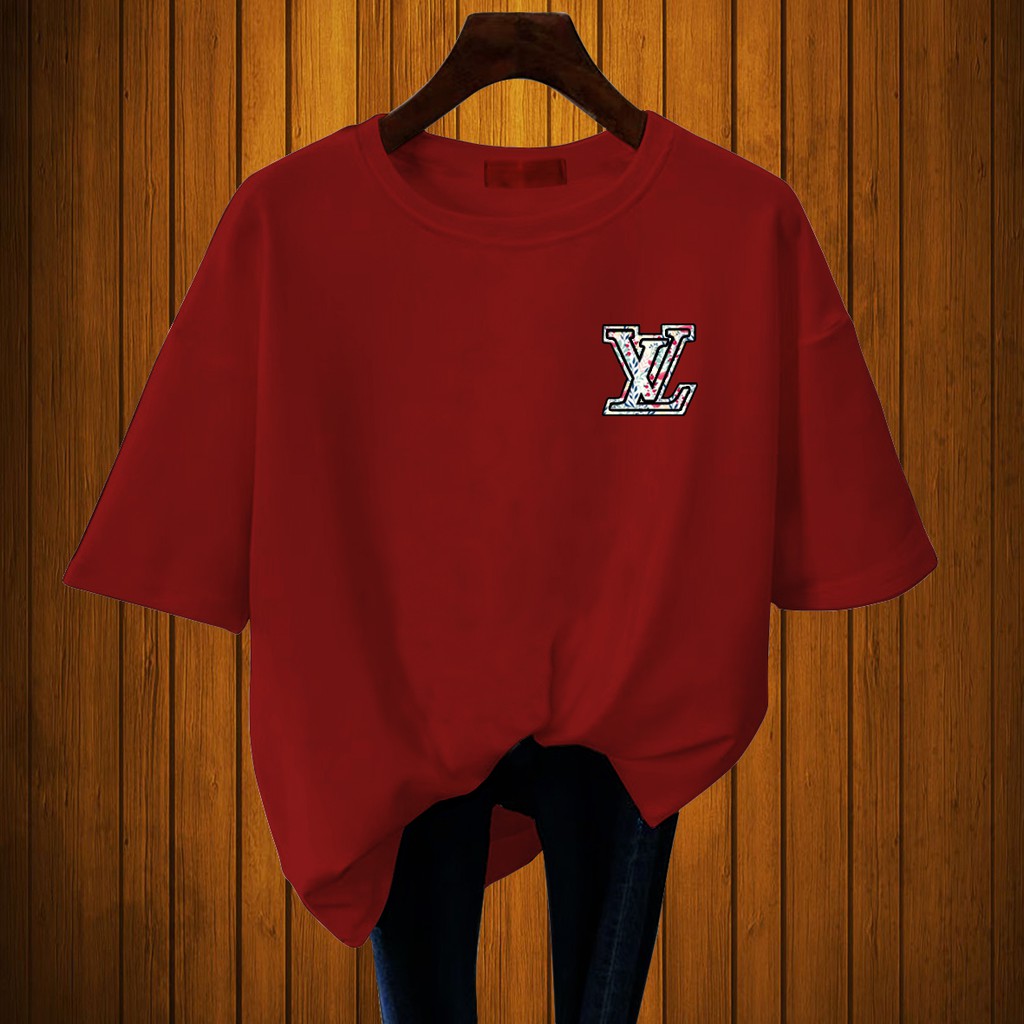 CALVIERO SHOP - BAJU KAOS PRINT L VEE FLOWERS PATTENTS ATASAN WANITA DEWASA