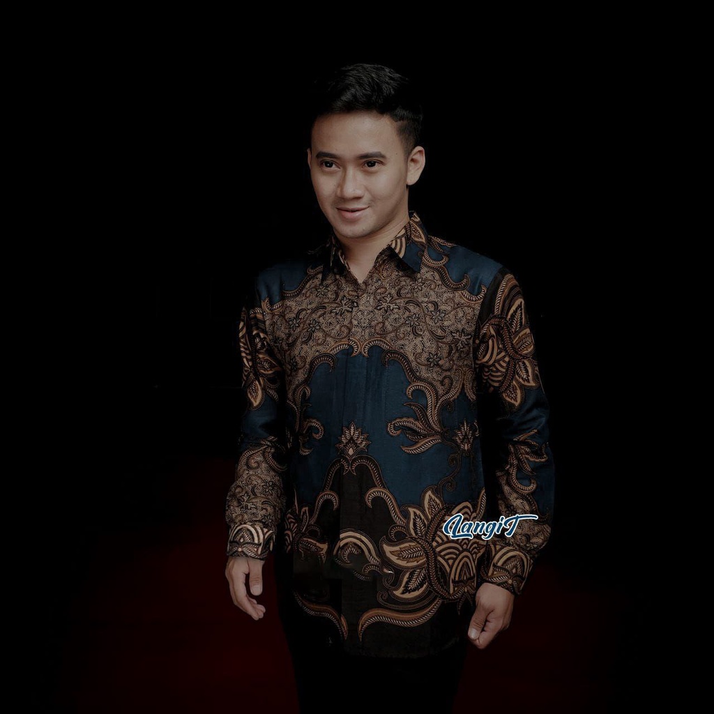 Batik Pria Lengan Panjang BATIK NAKULA HRB026 motif KERATONAN Kode 002 size M L XL XXL Reguler