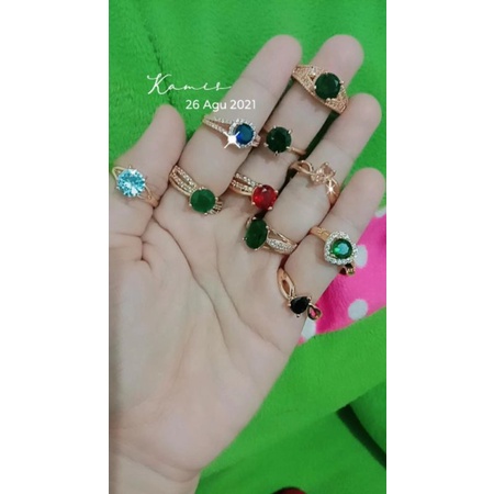 cincin koin lapis kristal bening bermata batu