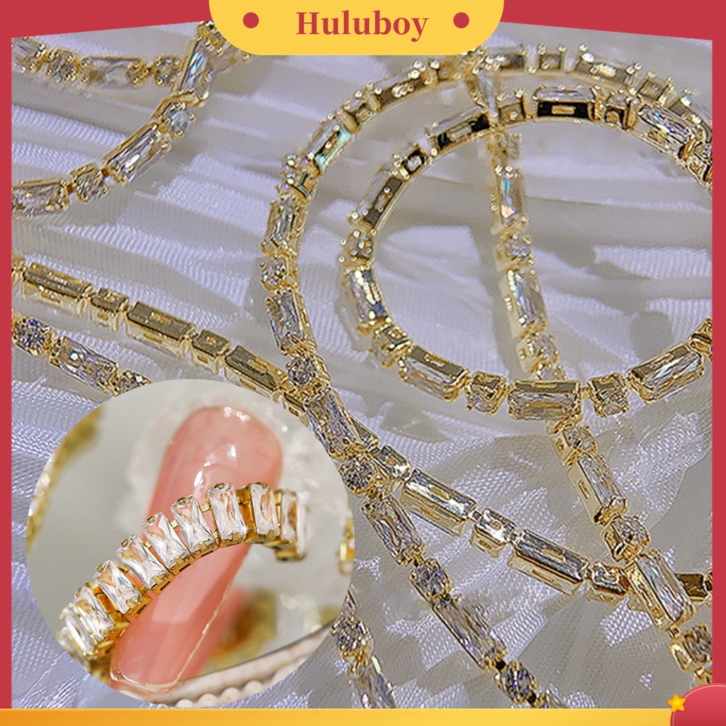 Huluboy Huluboy♡ Perhiasan Rantai Zircon 3D Tahan Pudar Untuk Dekorasi Nail Art