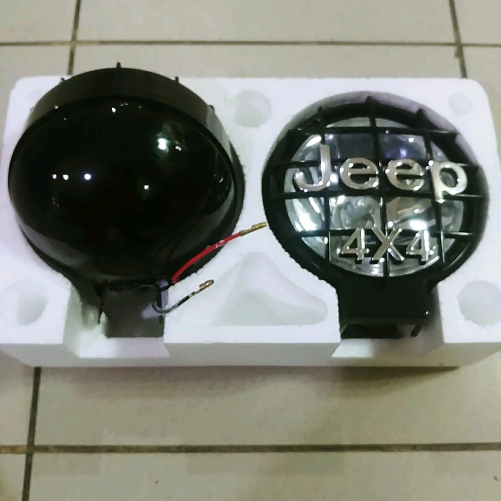 foglamp bulat jeep 4x4 4 inci lampu kabut Jeep putih bening clear dan kuning yellow