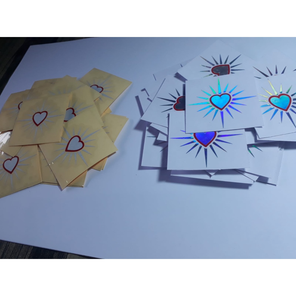 stiker cutting reflektif / hologram stiker psht stiker hati bersinar setiker logo psht.