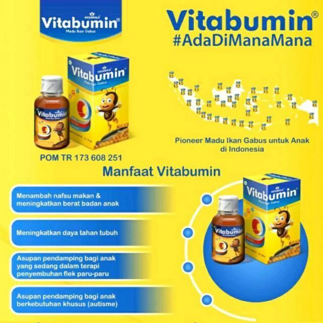 Vitabumin 60ml - Vitami Penambah Nafsu Makan Daya Tahan Tubuh Madu Ikan Gabus Anak