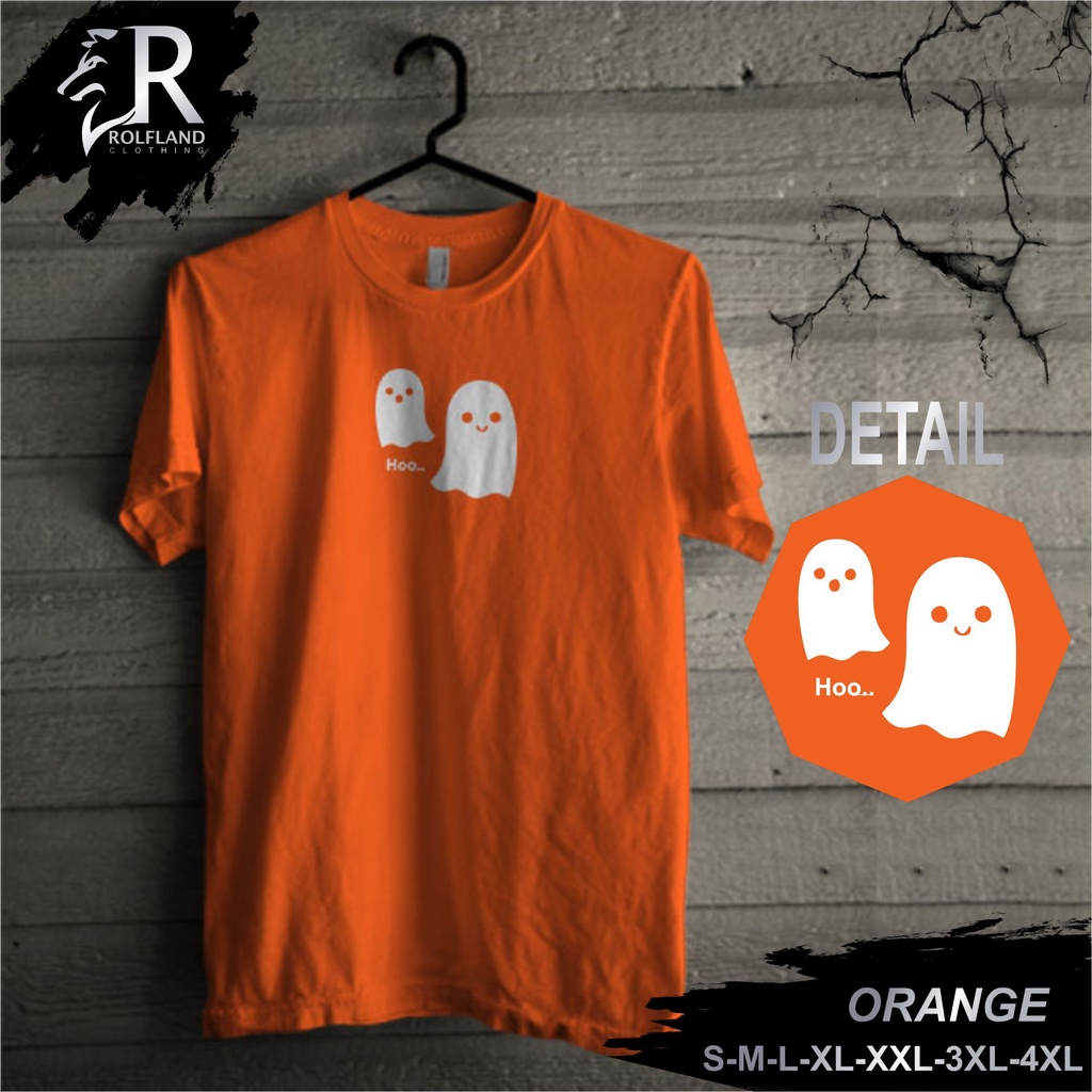 Kaos Pria Distro Original Premium Murah Keren Jumbo Bandung Polos dan Motif Hoo Warna Orange