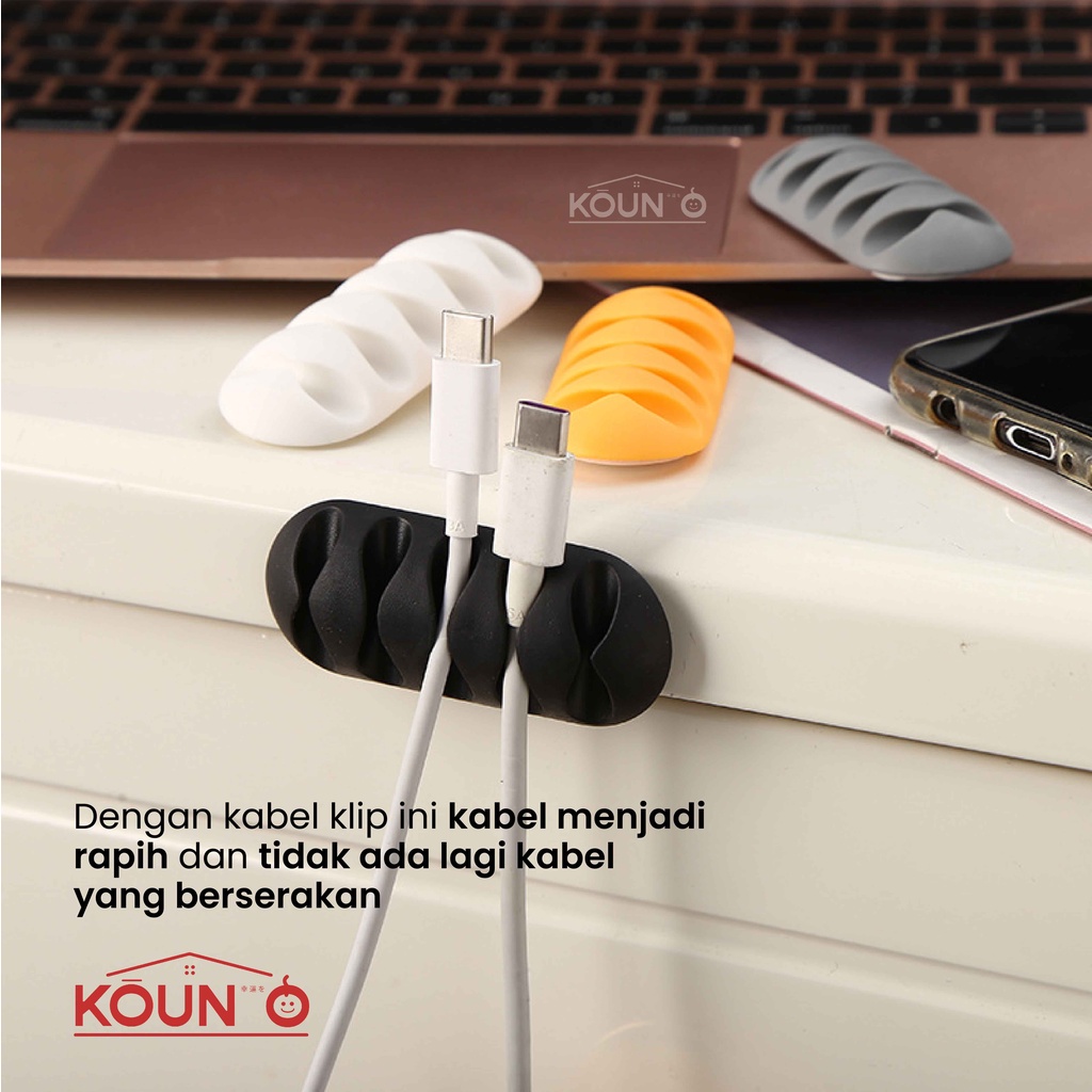 Klip Kabel Organizer Tempel Penjepit Kabel Charger HP USB Headset Earphone Gadget Clip Holder 5 Slot