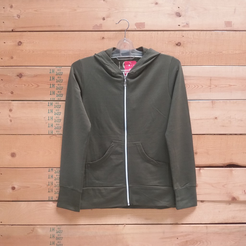 Jaket Zipper Polos Cewek Unisex Cowok Hijau Army