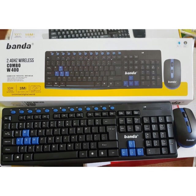 Keyboard mouse wireless multimedia banda w400 BONUS baterai