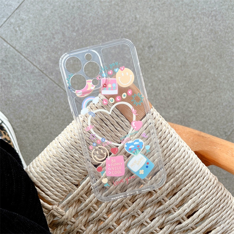 Soft Case Pelindung Transparan Motif Hati Pink Untuk Iphone 7 8 PLUS X XR XS 11 12 13 MINI PRO MAX SE 2020