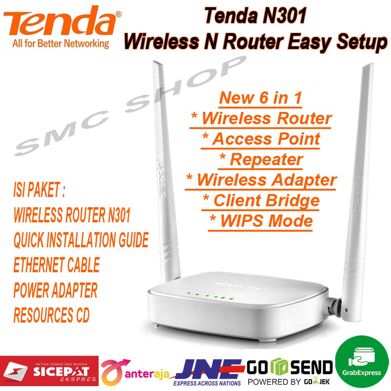 Tenda N301 : Wireless N Router N300 Easy Setup Tenda N301 3 in 1 Wireless N Router,Repeater,N300