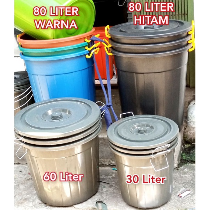 EMBER + TUTUP 60 LITER, EMBER BESAR DAN TUTUP 30 LITER MURAH ASLI MEREK POLARIS TEMPAT AIR BASKOM AIR TERMURAH EMBER BESAR EMBER CUCI BAJU TONG AIR