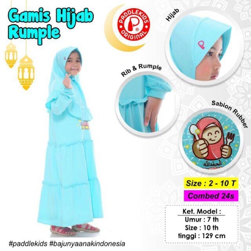 GAMIS PADDLEKIDS SET GAMIS PLUS HIJAB SIZE 2-10 PADDLE KIDS set gamis pocket amarra afra kids anak