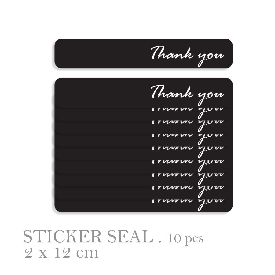 

[Harga 10 pcs] STICKER SEAL "THANK YOU" 2 x 12 cm - ITALIC