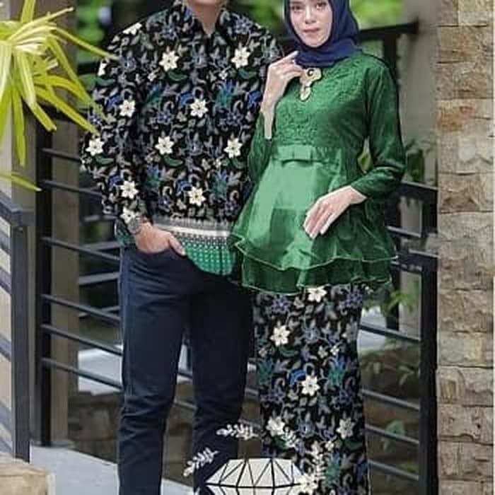 SETELAN KEBAYA MODERN COUPLE BATIK BAJU PESTA KONDANGAN MUSTARD IJO       Terusan