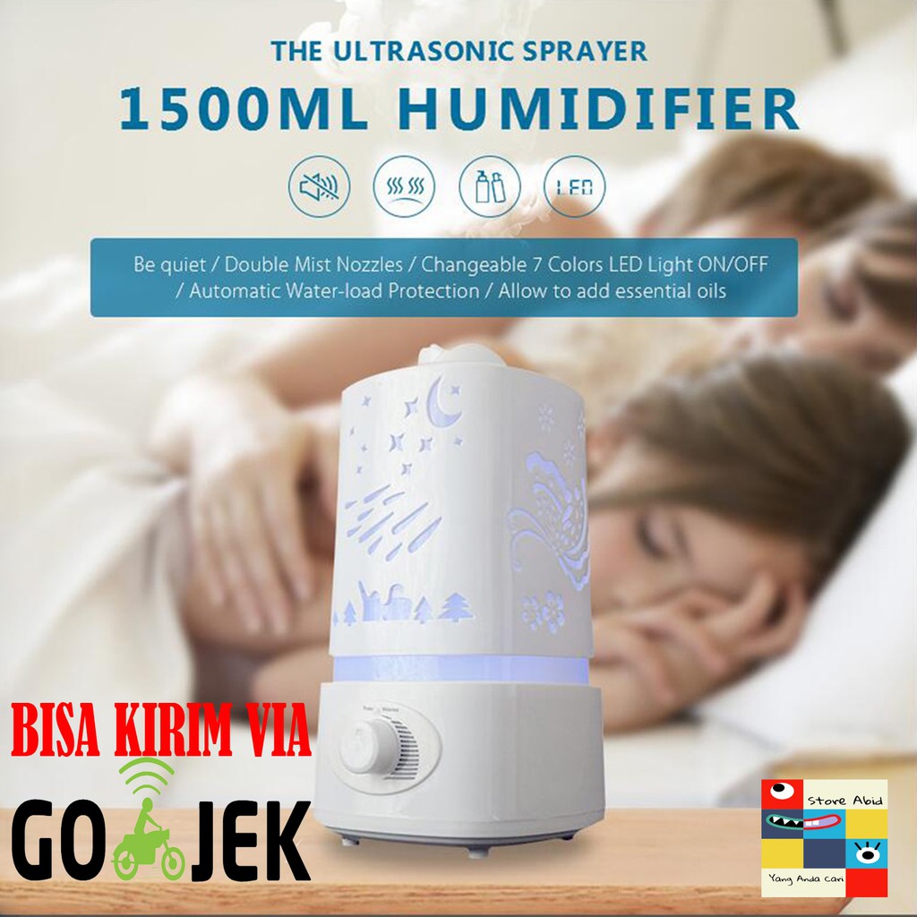 Aroma Therapy Air Humidifier Pelembab Udara Diffuser 7 Color Light 1500ml