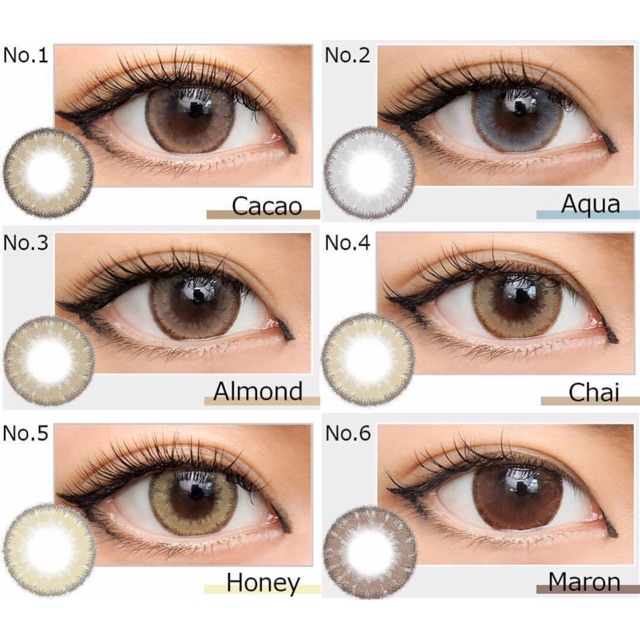 Eos luna natural cacao almond aqua chai maron softlens original korea