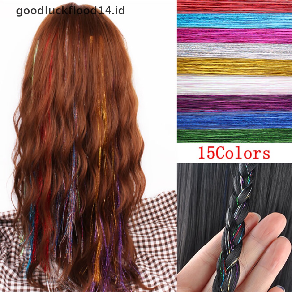 [OOID] 120 Strands Hair Tinsel Bling Silk Hair Flare Strands Glitter Rainbow Hair Decor ID