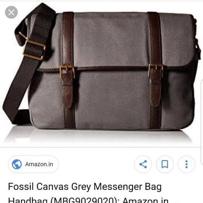 tas FOSSIL MEN MESSENGER / WORK BAG grey canvass sz 30x40cm original