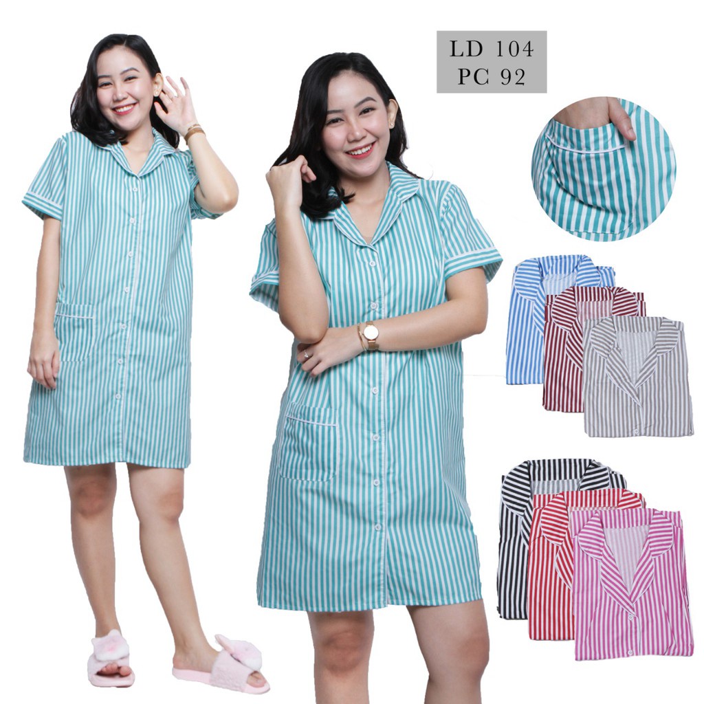 DASTER PIYAMA MOTIF SALUR - BAJU TIDUR DASTER KATUN JEPANG PREMIUM QUALITY