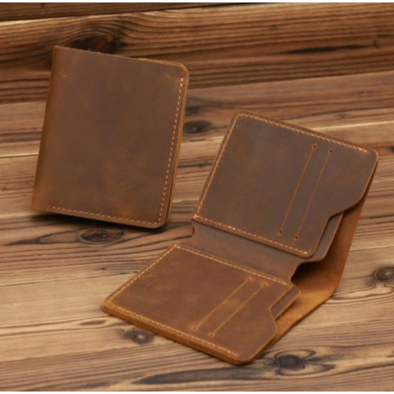 Dompet Kulit Crazy Horse - Dompet 3/4 - Dompet Lipat Pria - Dompet Asli Kulit Sapi