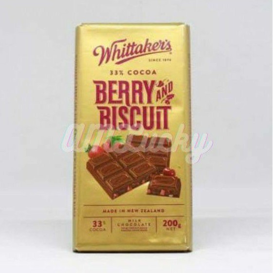 

Whittaker's Cokelat Susu 33% Cocoa Berry And Biscuit 200gr - Dengan Beri dan Biskuit