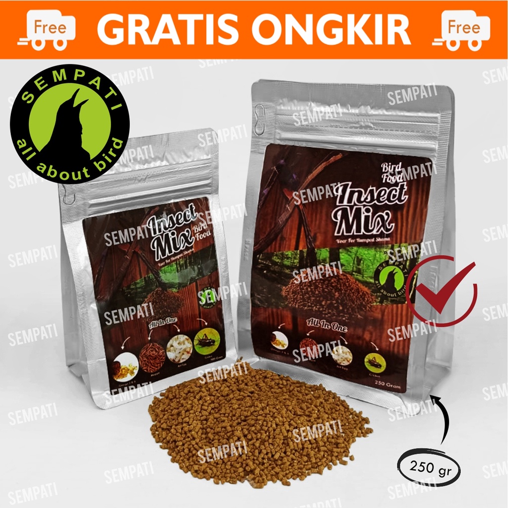 INSECT MIX BIRD FOOD SEMPATI 250 GR PAKAN PUR VOER BURUNG MURAI KACER CIBLEK CIPOH PUR HIGH PROTEIN