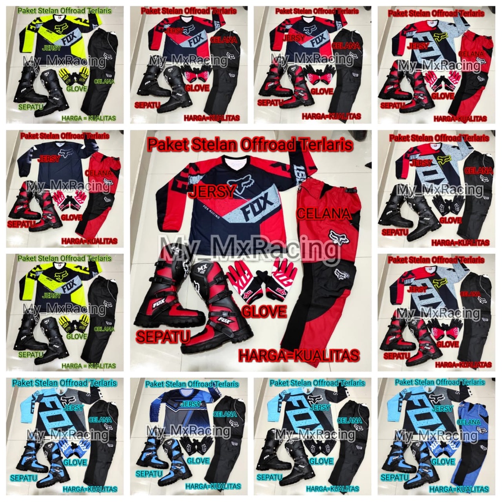 promo satu set sepatu cross trail jersey sett dan glove print terlaris setelan offroad motor cross trail