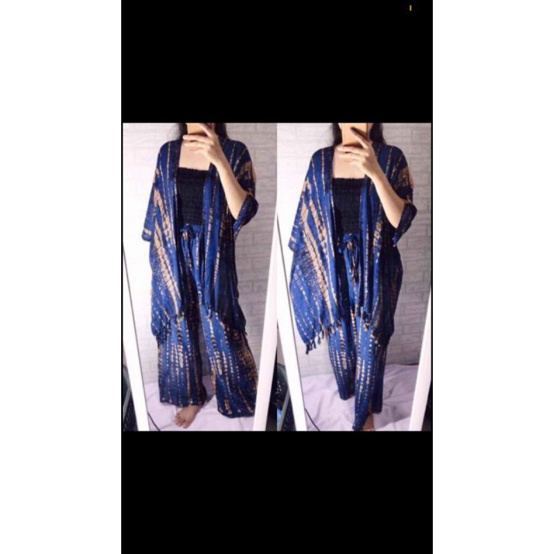 SET OUTER CARDIGAN TIE DYE KARDIGAN TIE DIE TIEDYE-Navy