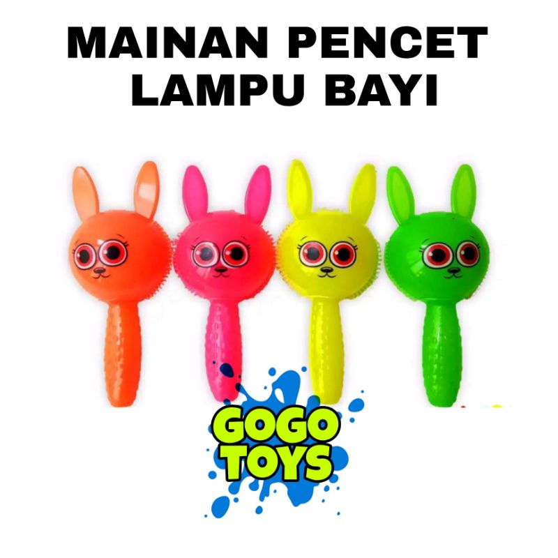 Mainan boneka kelinci karet lampu led/bersuara
