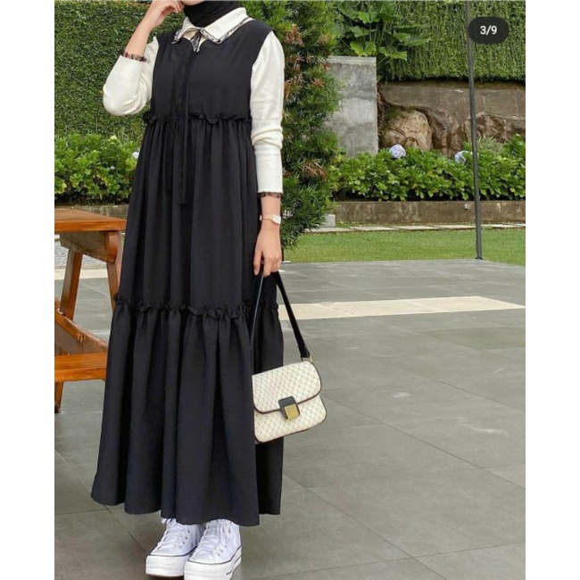 INNER DRES TANPA LENGAN BIROLOUTFIT/MIDI DRES/DALEMAN DRES